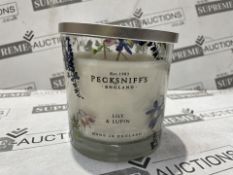 6 X BRAND NEW PECKSNIFFS ENFLAND 550G LUXURY LILY AND LUPIN SCENTED CANDLES RRP £57 EACH (50735) (