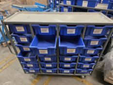 Large Wheeled Warehouse Picking Trolley with Pick Trays - Includes Metal Clipboard Stand