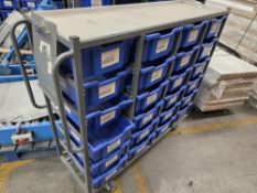 Large Wheeled Warehouse Picking Trolley with Pick Trays - Includes Metal Clipboard Stand