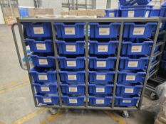 Large Wheeled Warehouse Picking Trolley with Pick Trays - Includes Metal Clipboard Stand