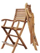 BRAND NEW Casino Outdoor Bar Chairs Solid Wood Foldable 2-Piece Set, Hardwax Oiled Golden Teak
