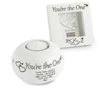 Box to contain 12 x Brand New Said with Sentiment - You're the One Frame & Candle Set - White, A