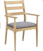 Dining Chairs with Armrests Orlando Oak/Grey 2pcs RRP £140 Comfortable Upholstered Seat: The chair