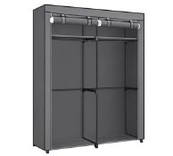Boxed Songmics Portable fabric wardrobe with hanging rods folding coat rack grey colour, Non-woven