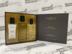 5 X BRAND NEW PECSKNIFFS ENGLAND 3 PIECE ACTIVE MANDARIN, ZEST, CEDARWOODS INDULGENT FRAGRANCE