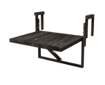 2 x Acacia wood Toronto Balcony Table 60X70 cm with 3 Adjustable Heights, Espresso, Acacia Wood,
