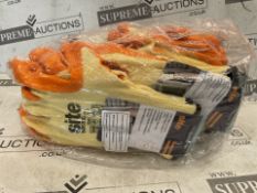 100 X BRAND NEW SITE PROFESSIONAL LATEX COATED WORK GLOVES (LOC: 43.19-AA8944 - 1P)