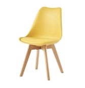 Single Dining Chair with Solid Wooden Legs and Seat Cushion Pad Yellow - Eva by MCC (LOC: NH1.5-