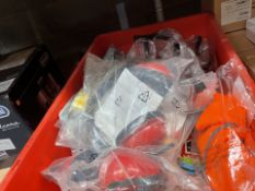 27 PIECE MIXED LOT TO INCLUDE BILSOM 303L EARPPLUGS, SAFETY GOGGLES WITH STRAPS, AND NOISE