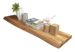 3 X BRAND NEW Acacia Afloat Shelf Floating Shelf FSC 1200x250x38mm, Finger-joint with Live edge,