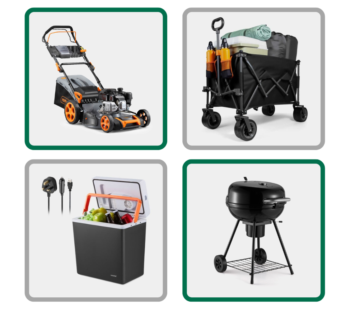 Gas BBQ, Pizza Ovens, Pressure Washers, Hand Tools, Grass Trimmers, Petrol Lawn Mowers, Gazebos, Fire Pits, Parasols, Sun Loungers AND MUCH MORE