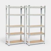 Boxed 5-Tier Galvanised Steel Shelving Unit X2 – Silver (150 X 70 X 30cm) (LOC: R49.22-LT866 - 1LP)
