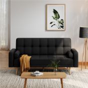 Boxed Moda Form 185Cm Square Arms Sofa Bed Black Polyester (LOC: SR6(8.7)-WO233 - OSL)