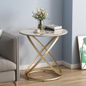 Boxed Rochdale Side Table White/Gold (LOC: SR6(7.3)-WO762 - MP)