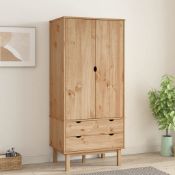 2 Door Solid + Manufactured Wood Wardrobe Brown (LOC: SR6.SR-DE599 - HP)