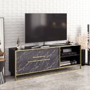 Boxed Polka Modern TV Stand TV Unit for TVs up to 70" Black/Gold (LOC: SR6.SR-WO1030 - MP)