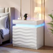 Boxed Bedside Table with Hidden Storage and Motion Sensor LED Light (LOC: SR6.2.2-DE217 - 1LP)