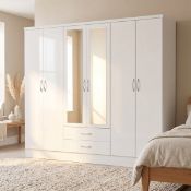 Boxed Cascio 6 Door Wardrobe White Gloss RRP £389.99. Transform your bedroom with this beautifully