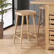 Boxed The Furniture Market Cheshire Whitewash | Solid Oak Kitchen Counter Bar Stool | Comfortable