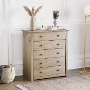 Boxed Vida Designs Panama 5 Drawer Chest Solid Pine (H)890mm (W)800mm (D)410mm (LOC: SR6(1.3)-