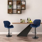 Boxed Dequavious Swivel Upholstered Adjustable Height Counter Stool with Metal Frame (Set of 2) Blue
