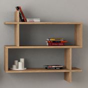 Boxed Argonaut Modern Wall-Mounted 2-Tier Floating Bookshelf (LOC: SR6(7.2)-WO326 - 1LP)