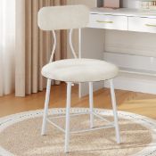 Boxed Dressing Table Chair with White Legs, Vanity Chair Stool with Soft Padding, Makeup Dressing