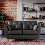 Boxed Marylin 2 Seater Leather Tufted Sofa Raven RRP £879.99. Elevate your living space with this