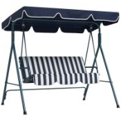 Boxed Outsunny 3 Seater Garden Swing Chair, Outdoor Swing Chair with Adjustable Canopy, Mental Frame