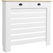 Boxed HOMCOM 95.5H x 111Wcm Radiator Cover, with Drawer - White (LOC: SR6(8.4)-MH510 - 1LP)