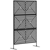 Boxed Outsunny Decorative Garden Privacy Screen with Stand, 6.5FT Freestanding Metal Outdoor
