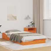 Boxed vidaXL Bed Frame Wax Brown 90 x 190 cm Solid Pine Wood (LOC: SR6(3.1)-MA416 - MP)