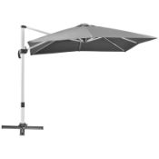 Boxed Outsunny 3 x 3(m) Cantilever Roma Parasol, Square Garden Umbrella with Cross Base, Crank
