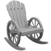 Boxed Outsunny Wooden Adirondack Rocking Chair Reclining Armchair Garden Furniture Patio Porch