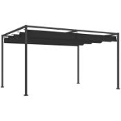 Boxed Outsunny 4 x 3m Metal Pergola, with Retractable Canopy Roof - Black RRP £239.99. Retractable