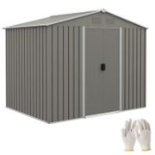 Boxed Outsunny 7.7 x 5.7ft Outdoor Garden Storage Shed, Metal Tool House with Ventilation and