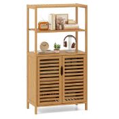 Boxed Costway 5-tier Bookshelf With Open Shelves And Louvered Cabinet-natural (LOC: SR7R-FP378 -
