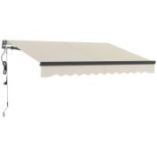Boxed Outsunny 2.5 x 3m Electric/Manual Awning, with Remote - Beige RRP £299.99. Electric and manual