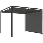 Boxed Outsunny 3 x 3m Aluminium Pergola, with Retractable Roof and Wall - Dark Grey RRP £389.99.