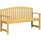 Boxed Outsunny 2 Seater Wooden Garden Bench with Armrest, Outdoor Furniture Chair for Park, Balcony,