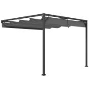 Boxed Outsunny 3 x 3 m Pergola, with Sliding Canopy - Grey RRP £219.99. Retractable canopy: Adjust