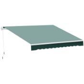 Boxed Outsunny Manual Retractable Awning, 2.5x2 m-Dark Green RRP £159.99. ADJUSTABLE PROTECTION: