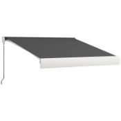 Boxed Outsunny 2.5 x 3m Electric Cassette Awning, with Remote - Grey RRP £469.99. Electric awning: