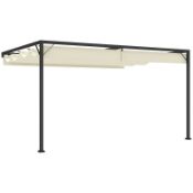 Boxed Outsunny 4 x 3 m Pergola, with Sliding Canopy - Cream RRP £209.99. Retractable canopy: