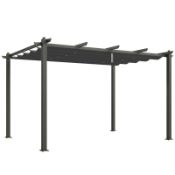 Boxed Outsunny 3 x 4m Aluminium Pergola, with Retractable Roof - Dark Grey RRP £399.99.
