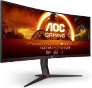 Boxed AOC CU34G2XPD/BK 34 inch UW-QHD Gaming Monitor Curved, 180Hz, Fast VA Panel, 1ms GtG (LOC:
