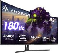 AMZFAST 32 inch Curved Gaming Monitor 180Hz QHD 2560x1440p 1ms 1500R VA 120% sRGB HDR (LOC: SR9.4.