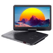 WOLFANG 17.5" Portable DVD Player with 15.6" Large HD Display, 6 Hours Rechargeable Battery (LOC: