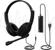 USB Headset with Microphone for PC Laptop, Adjustable Noise Cancelling Business Office (LOC: