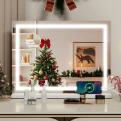 Boxed Makeup Mirror with 3 Color Lights, 58x46cm Large Lighted Vanity Mirror (LOC: SR6.7.3-DE645 -